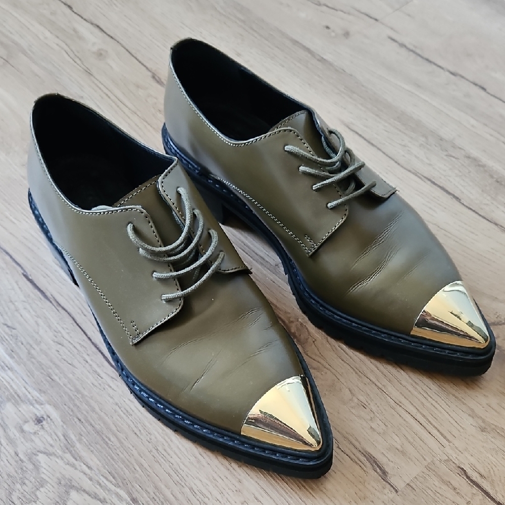 ASOS Olive Green Flats with Gold Tips